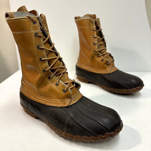 VERY GOOD L. L. Bean Men's 8" Bean Boots VINTAGE Leather Tan / Brown 8 Wide EE - Picture 5 of 15